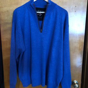 Men's Orvis Merino Wool Quarter Zip Sweater - Size XL - River Blue